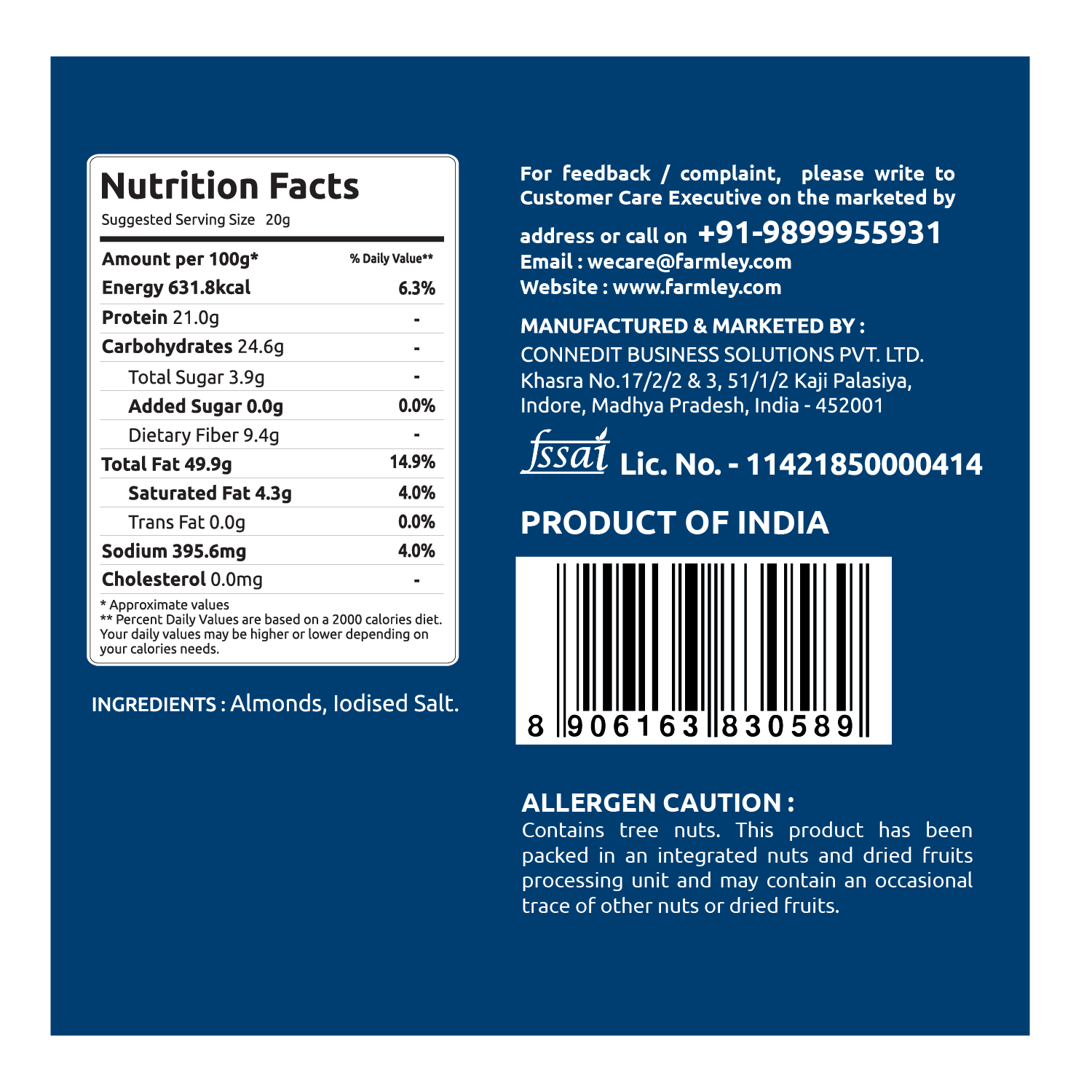 Classic Salted Almonds (200g) - Roasted, Not Fried