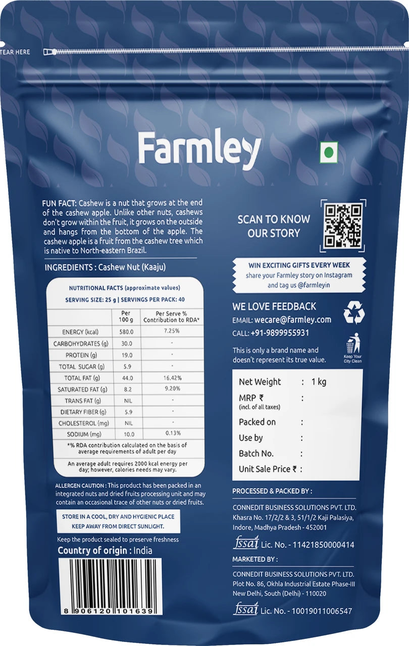 Premium Cashew Farmley Standee Pouch 1 Kg
