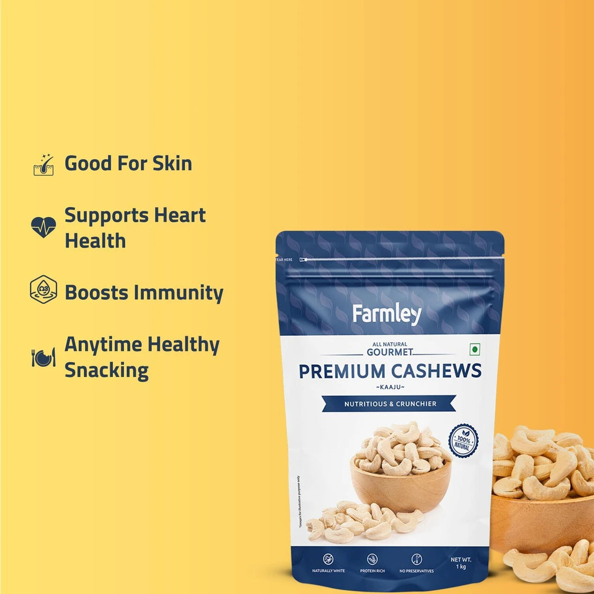 Premium Cashew Farmley Standee Pouch 1 Kg