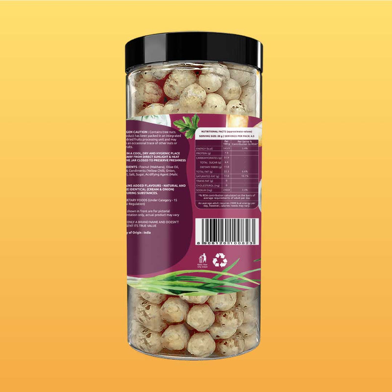 Cream & Onion Makhana - Roasted In Olive Oil (90 g each)