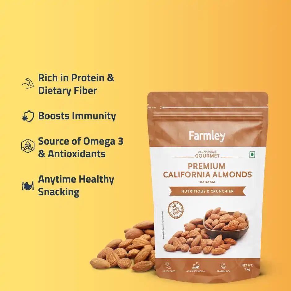 Premium California Almonds Farmley Standee Pouch 1 Kg