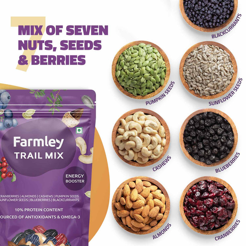 Dry Fruits, Berries & Seeds Mixes - Panchmeva (405g) + Berry Mix (200g) + Trail Mix (200g) + Seed Mix (200g)