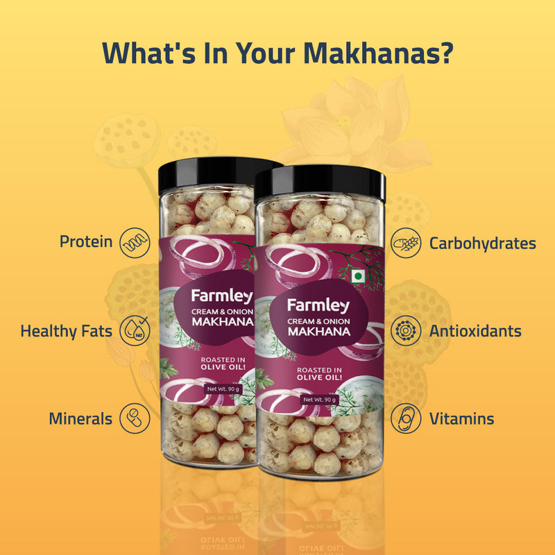 Cream & Onion Makhana - Roasted In Olive Oil (90 g each)